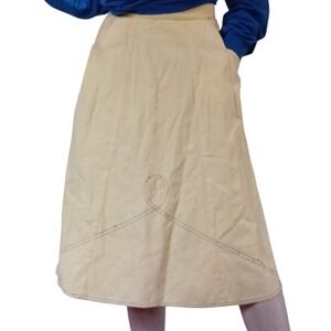Vintage‎ Farmcore Rockabilly Pinup Western Yellow Denim Midi Circle A Line Skirt